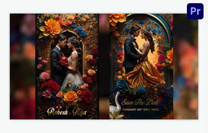 Exquisite 3D Floral Themed Wedding Invitation Instagram Story
